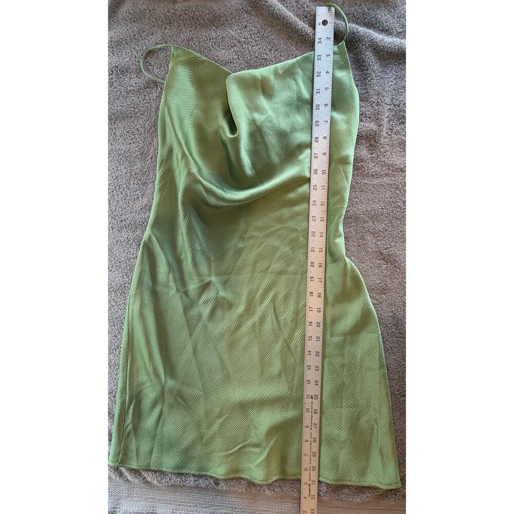 Abbeline Green Mini Slip Dress Cowl Neck Semi-adjustable Fun Flirty Date Night - Picture 7 of 8